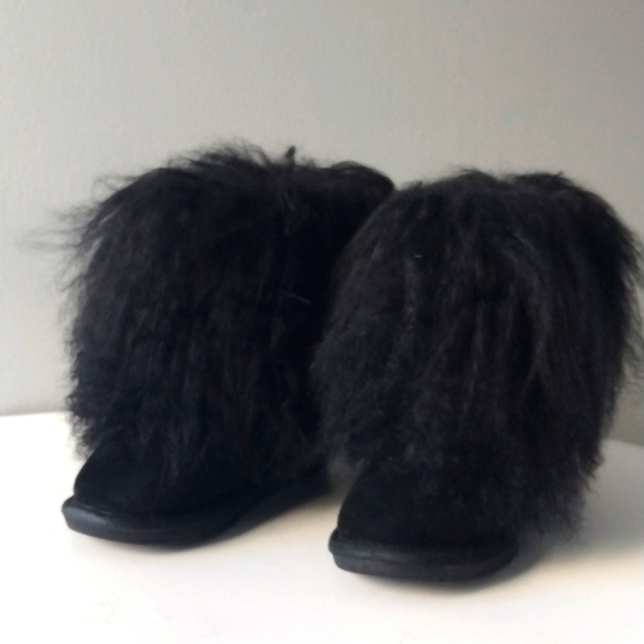 Bearpaw Boo Little Kids Black Shearling Boots Size 13 - Picture 5 of 7